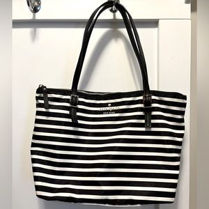 Kate Spade (genuine) purse. Black & white stripe, nylon with gold